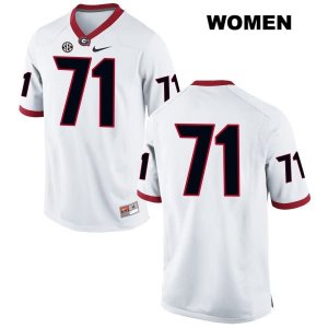 Women's Georgia Bulldogs NCAA #71 Andrew Thomas Nike Stitched White Authentic No Name College Football Jersey IMH4554RC